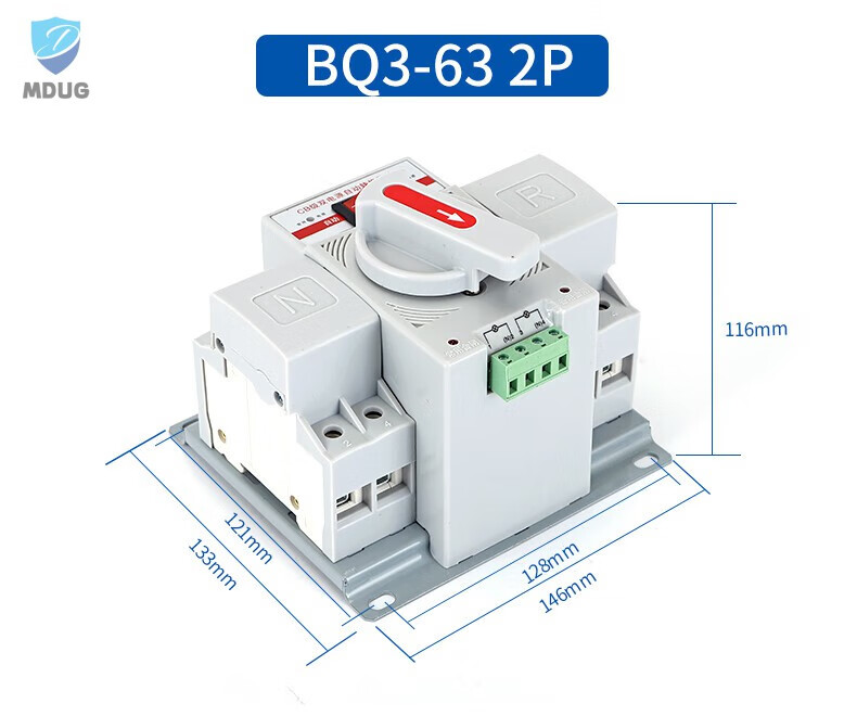 11，上海人民電器雙電源自動轉換開關2p63A切換開關3P100A4P63A迷你型 63A 2P