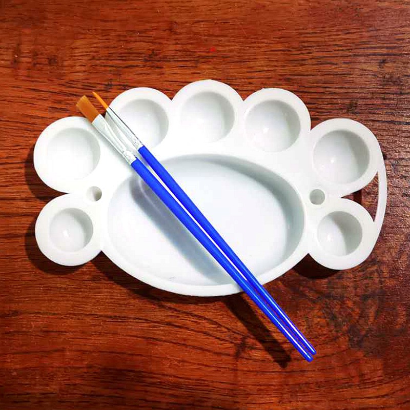 调色盘水粉颜料画盘儿童水彩梅花脚丫盘丙烯调色板彩色美术碟30个大彩