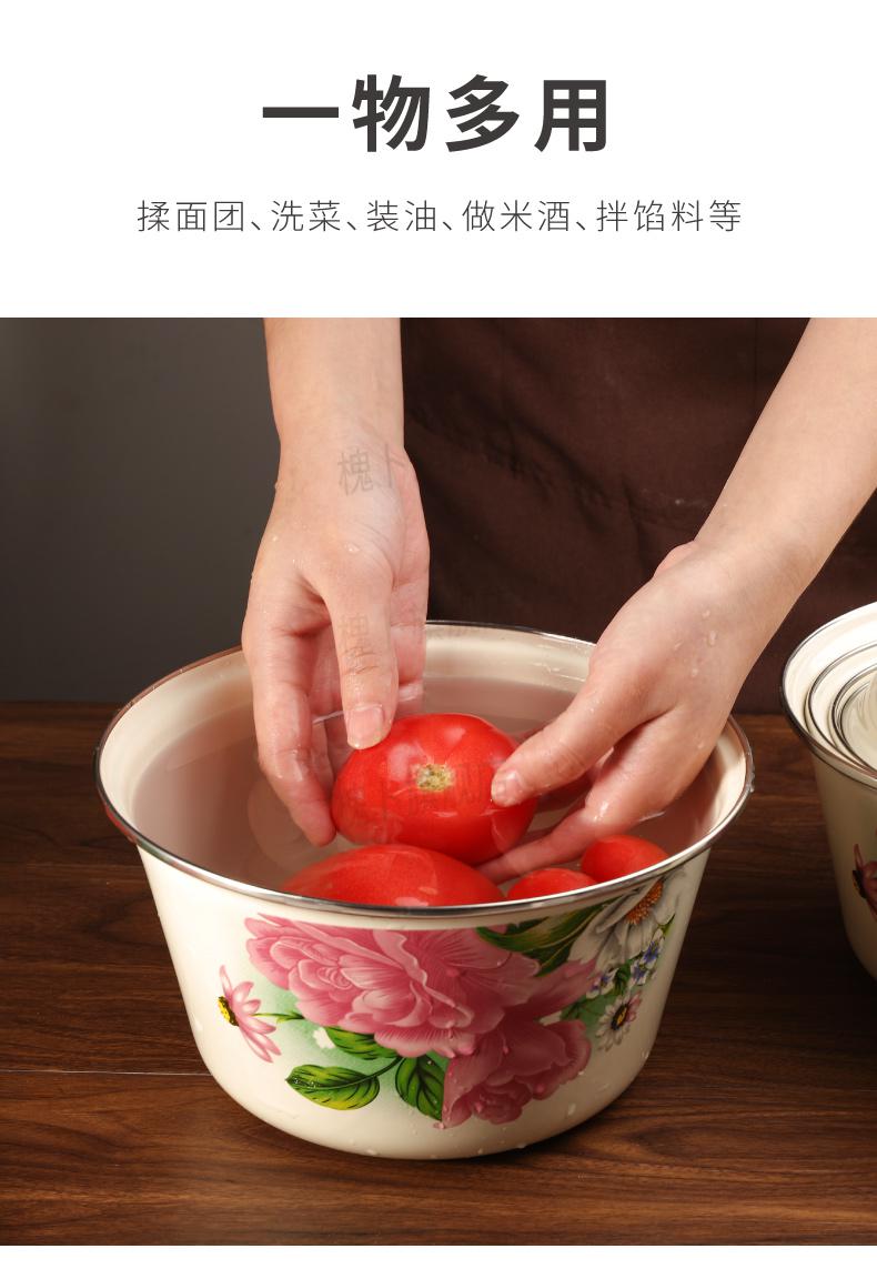 搪瓷盆家用带盖加厚怀旧老式厨房猪油盆出口洋瓷盆装猪油罐搪瓷碗