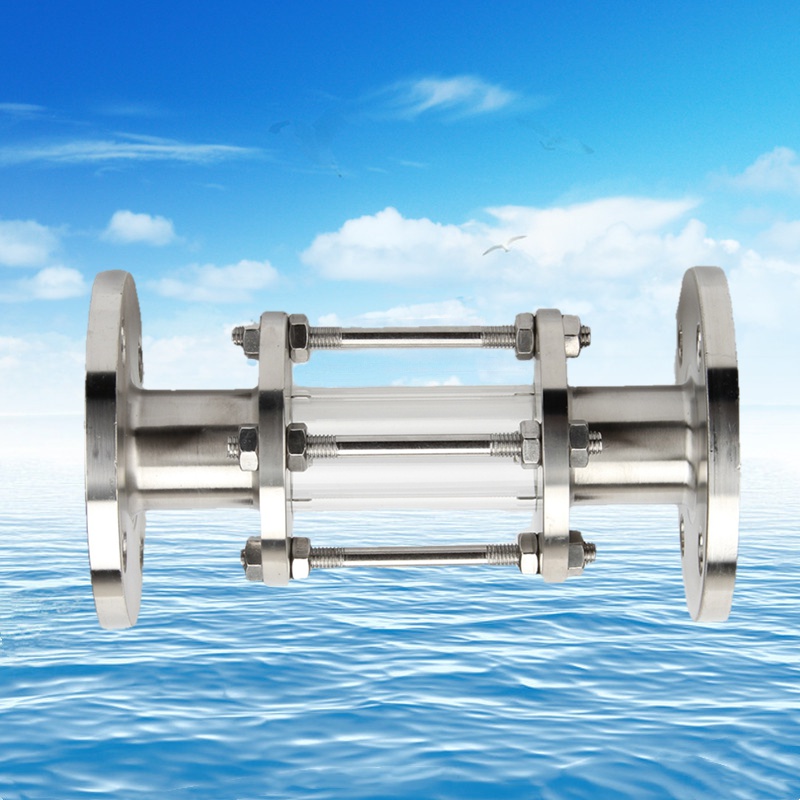 法兰视镜304不锈钢直流观察窗玻璃管道直通视盅衬四氟dn15