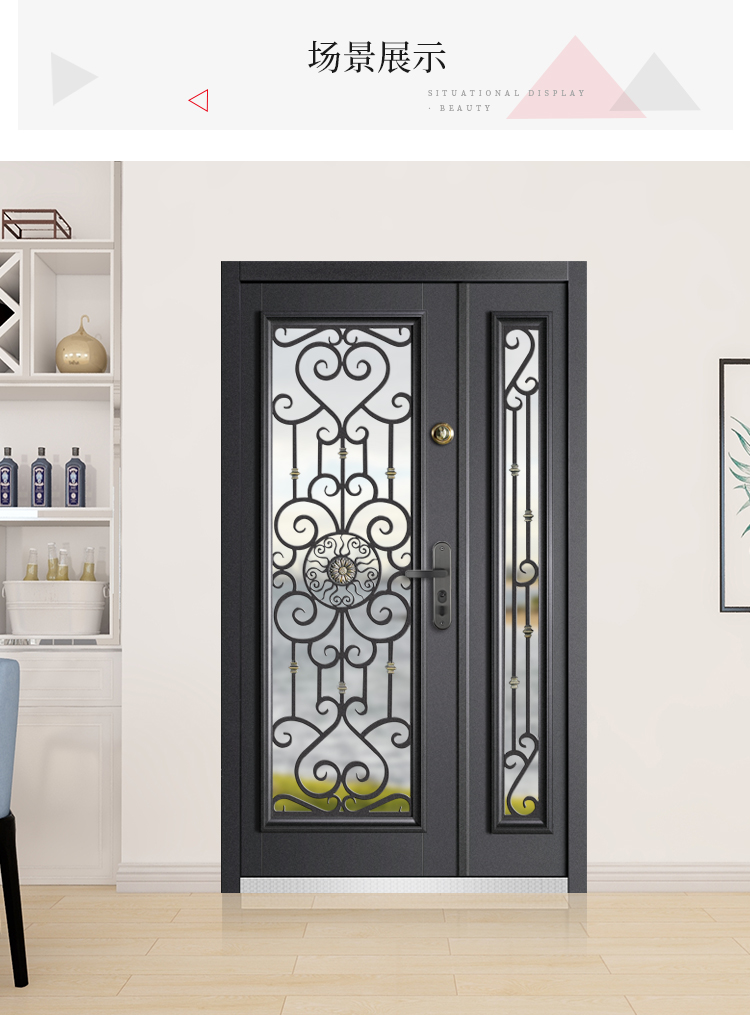 别墅玻璃防盗门家用入户透光门阳台楼道门车库庭院门子母门单门