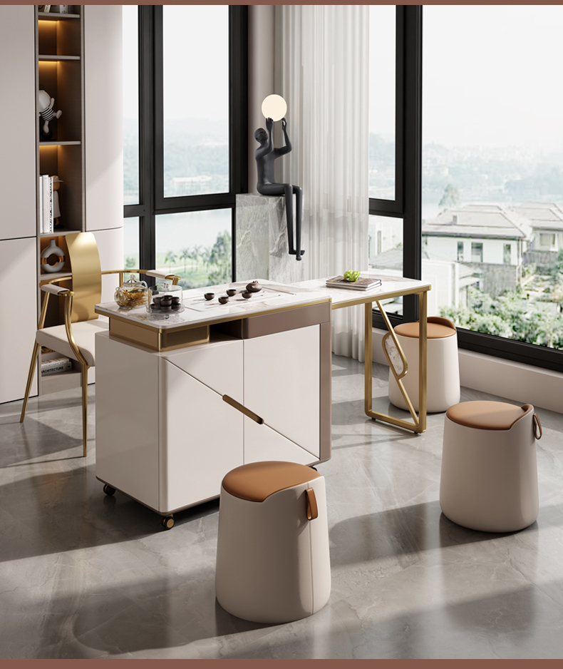 阳台移动茶台轻奢现代家用伸缩茶桌功夫茶泡茶套装一体小户型茶车