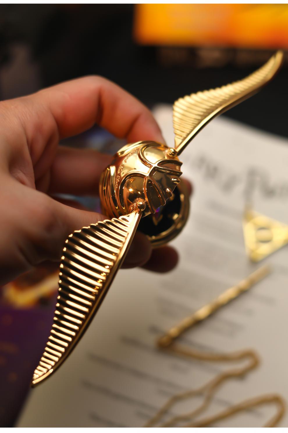 520哈利金色飞贼戒指盒 戒指盒饰盒求婚婚礼翅膀黄铜镀真金 旋转升级