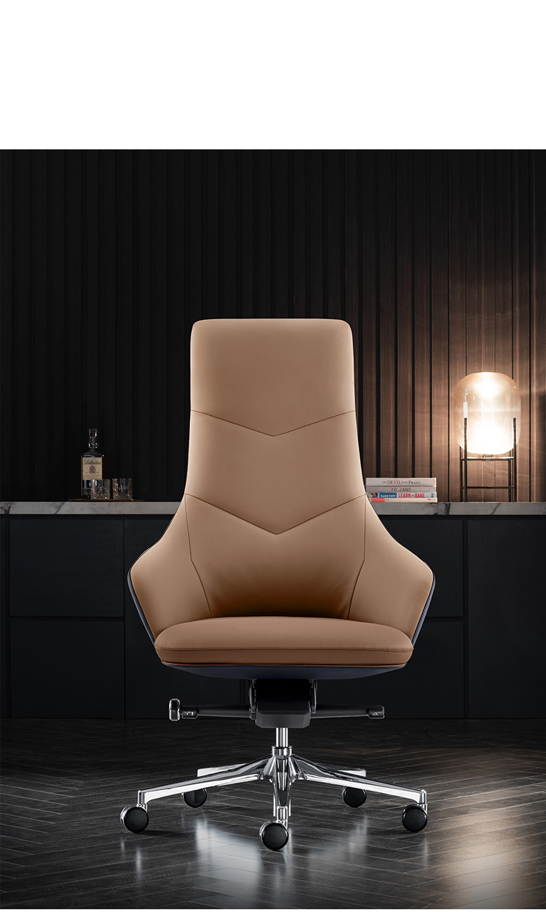 万蔻轻奢品牌意式轻奢进口皮老板椅办公椅时尚牛皮大班椅总裁转椅书房