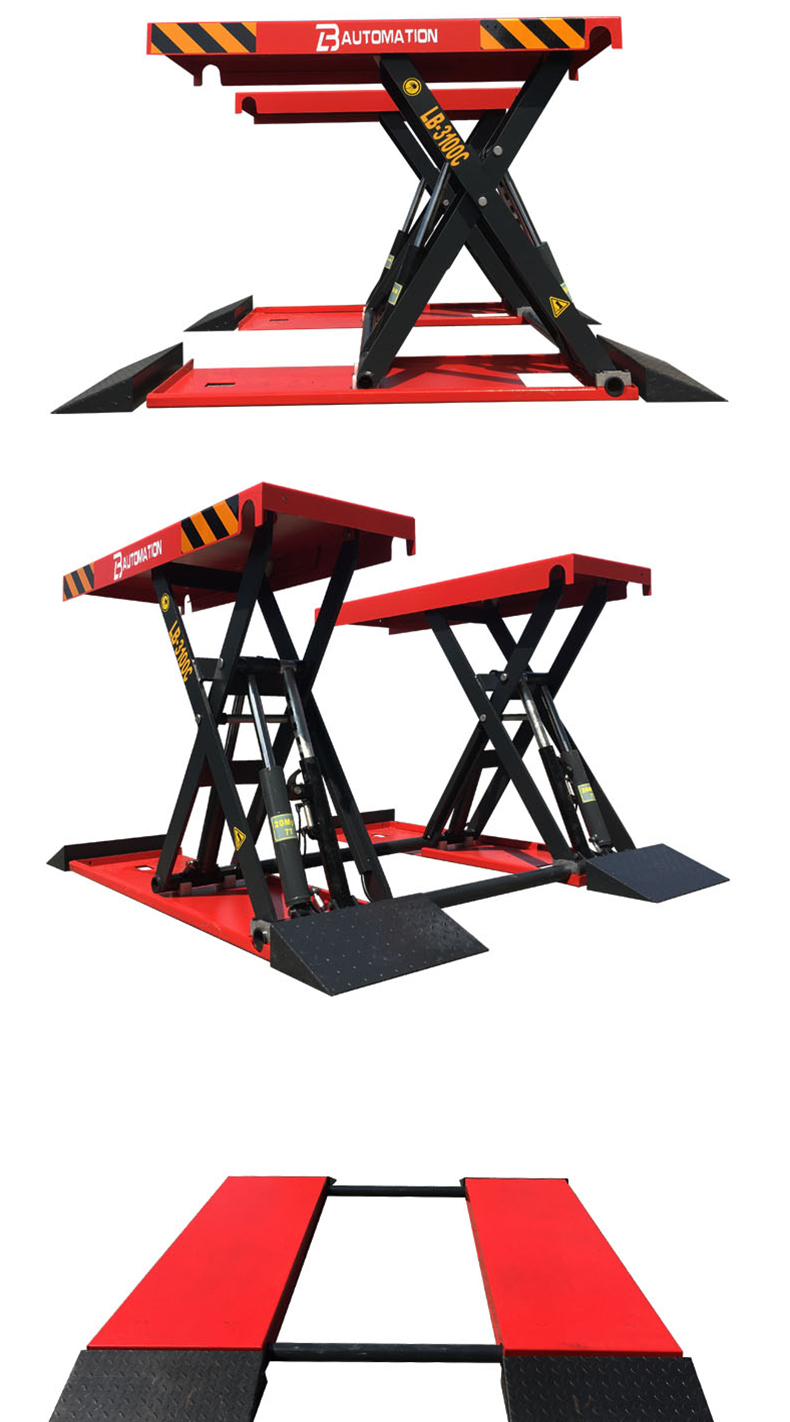 灿享建工汽车举升机防水升降机4吨薄小剪式维修设备免挖槽汽修设备双