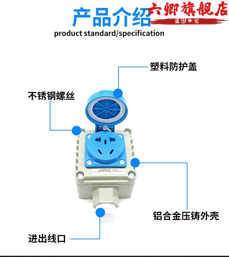 防爆插座86型220v五孔明裝牆壁10a16a多孔暗裝工業防水插座單聯單控