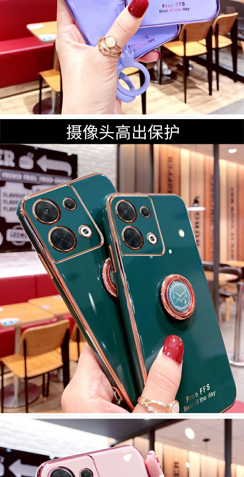 保护套软网红女新款奢华简约手机套 【奶奶灰】时钟指环 挂绳扣 oppo