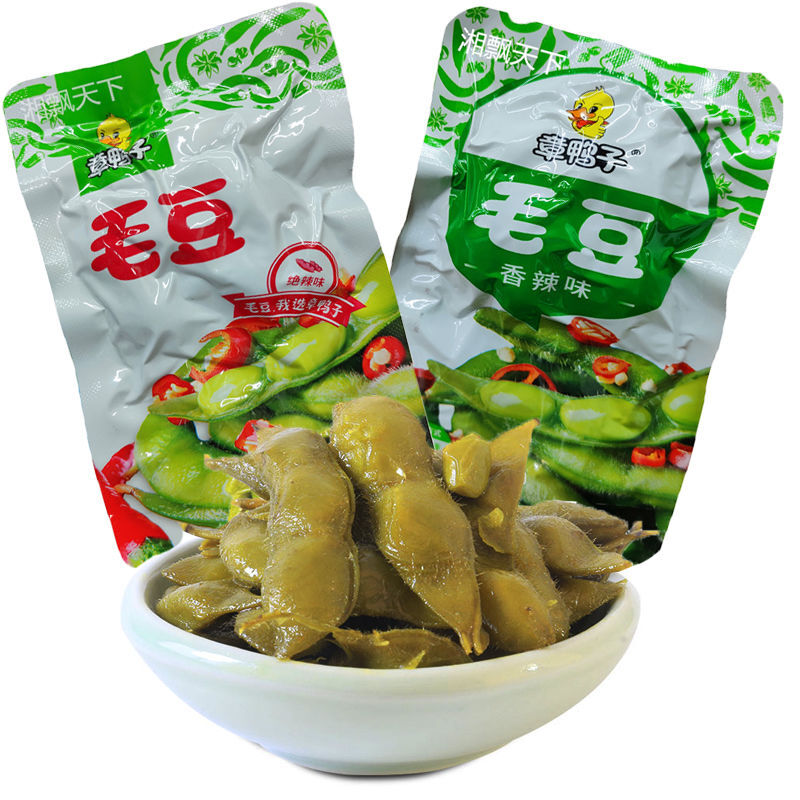 章鸭子香辣毛豆湖南特产爆辣独立包装开袋即食小吃办公小零食 毛豆(两