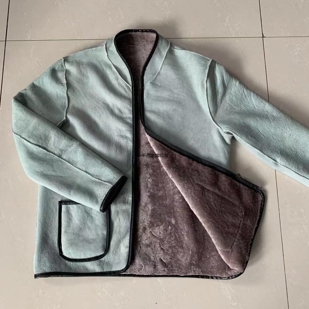 中老年人男士羊皮袄皮毛一体加厚羊皮棉袄外套内胆大码皮衣 白毛夹克