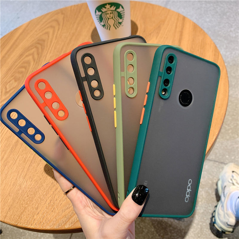 一芯相守 网红撞色护眼oppoa8手机壳全包镜头透明磨砂保护套a8简约精