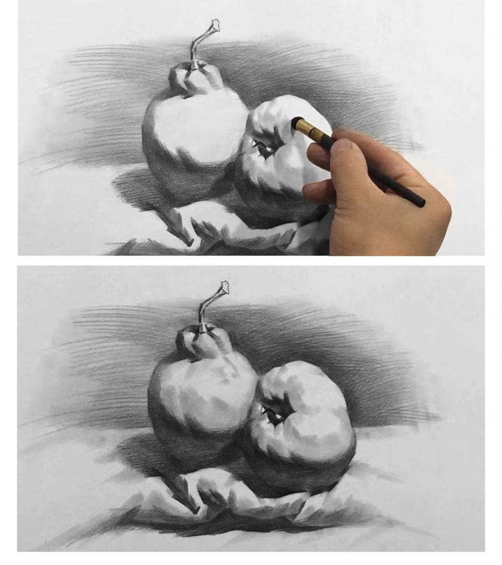 素描揉擦棉素描灰面笔套装紫檀木套装