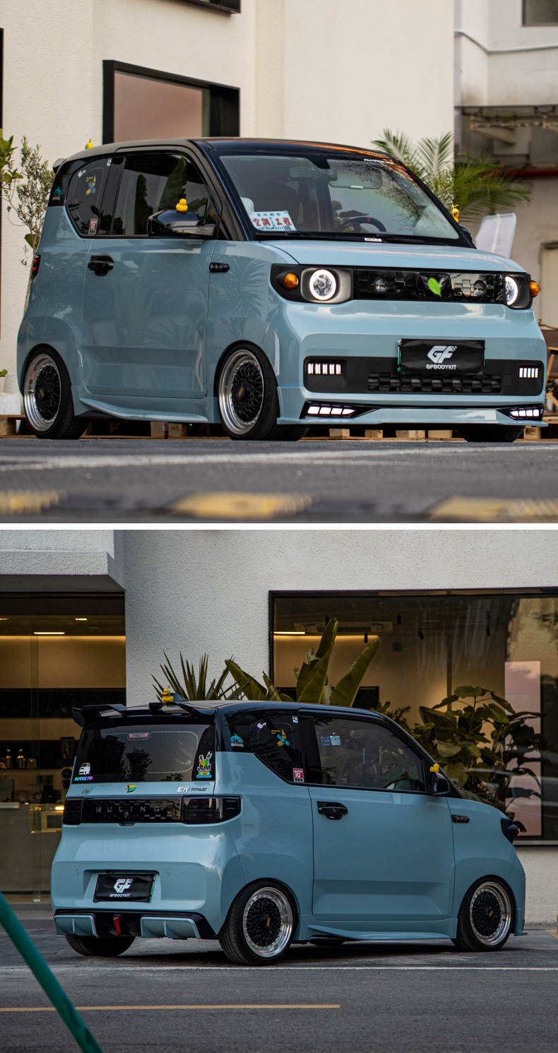 适用于五菱宏光miniev改装gf运动款小包围前后唇侧裙尾翼mini爆改 4