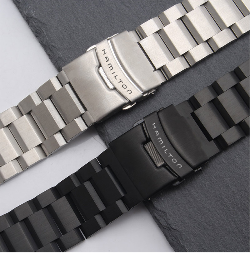 适用于汉密尔顿表带 汉米尔顿魔鬼鱼定制精钢表带 h78615135凹口表链
