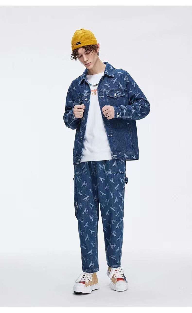 伦敦男孩(boy london)潮牌boy牛仔外套满印老鹰上衣男女夹克休闲百搭