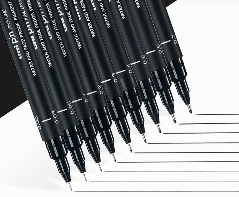 三菱勾线笔棕色日本unipin三菱针管笔绘图笔手绘美术生专用0050108mm