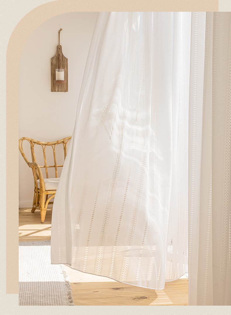 金蝉窗帘日式镂空唯美白色纱帘客厅卧室阳台窗纱流樱流樱纱1米用料