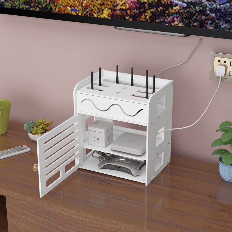 辉鹿路由器架子托架放置柜 无线路由器收纳盒wifi收纳架猫电线插线板