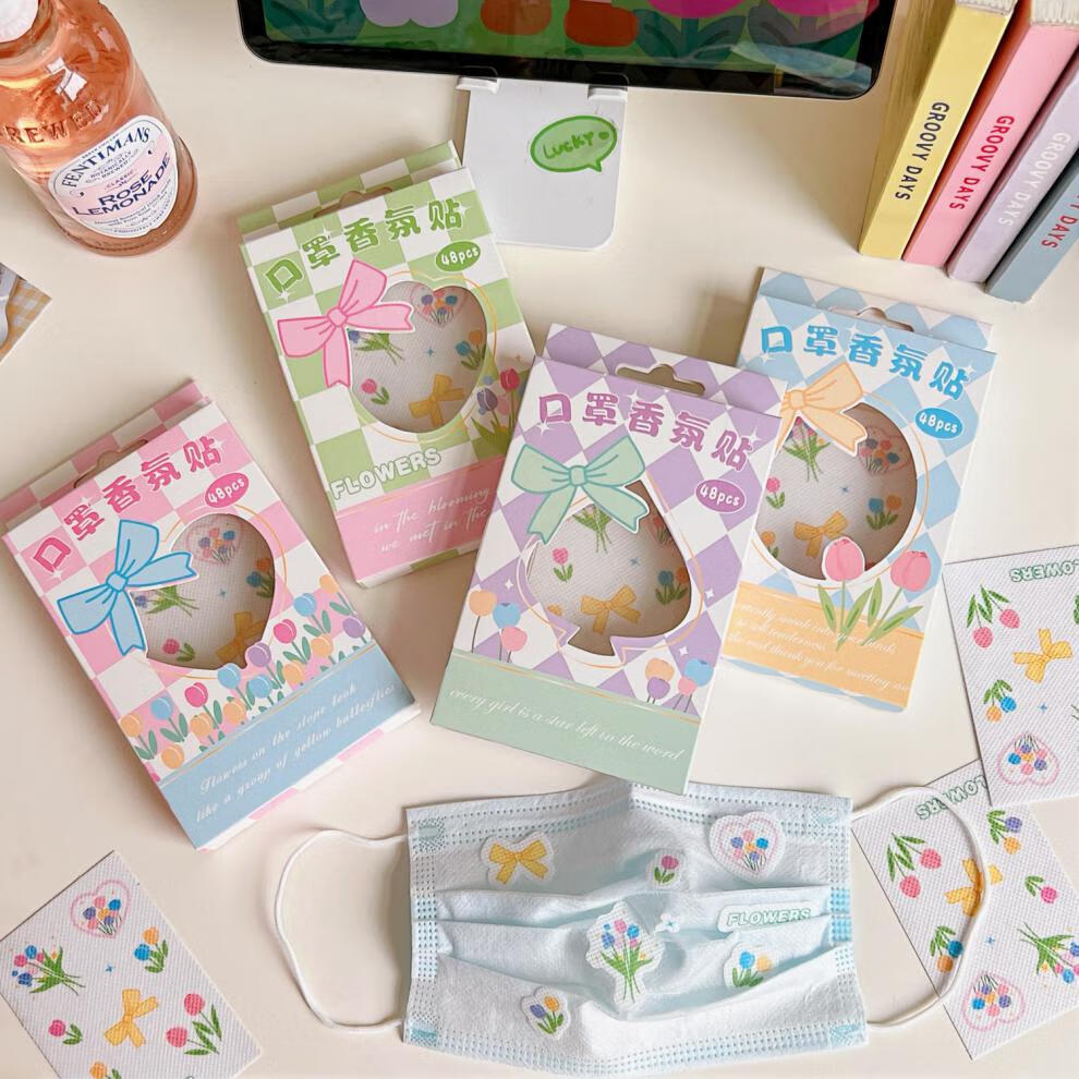 新品口罩贴清新戴香氛清新贴纸夏季伴侣不闷神器卡通可爱时尚装饰