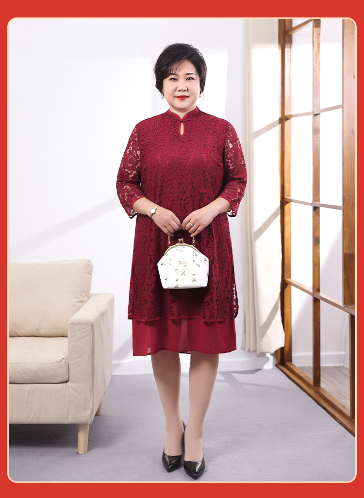 春秋小个子喜婆婆婚礼装秋季女儿结婚妈妈装加肥加大码婚礼婆婆装妈妈