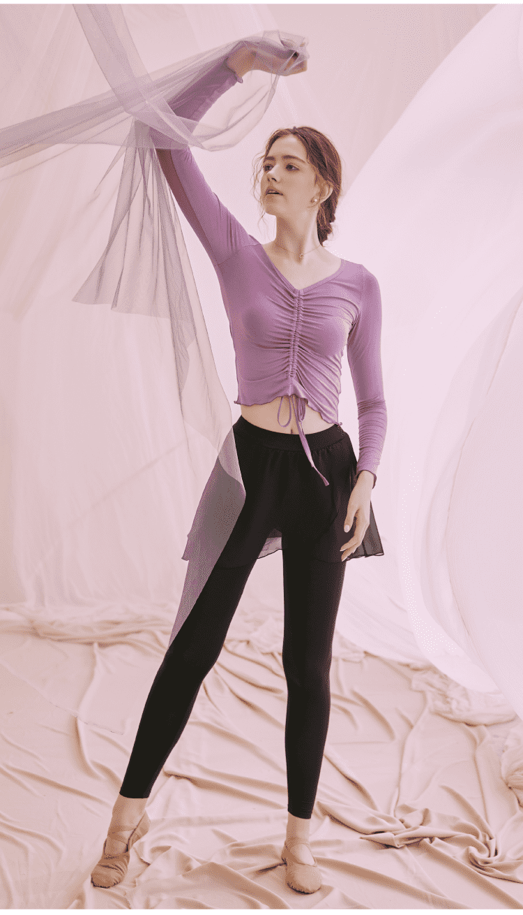 芭蕾舞练功服紧身裤 现代舞蹈裤裙飘逸成人短款紧身芭蕾舞女练功服