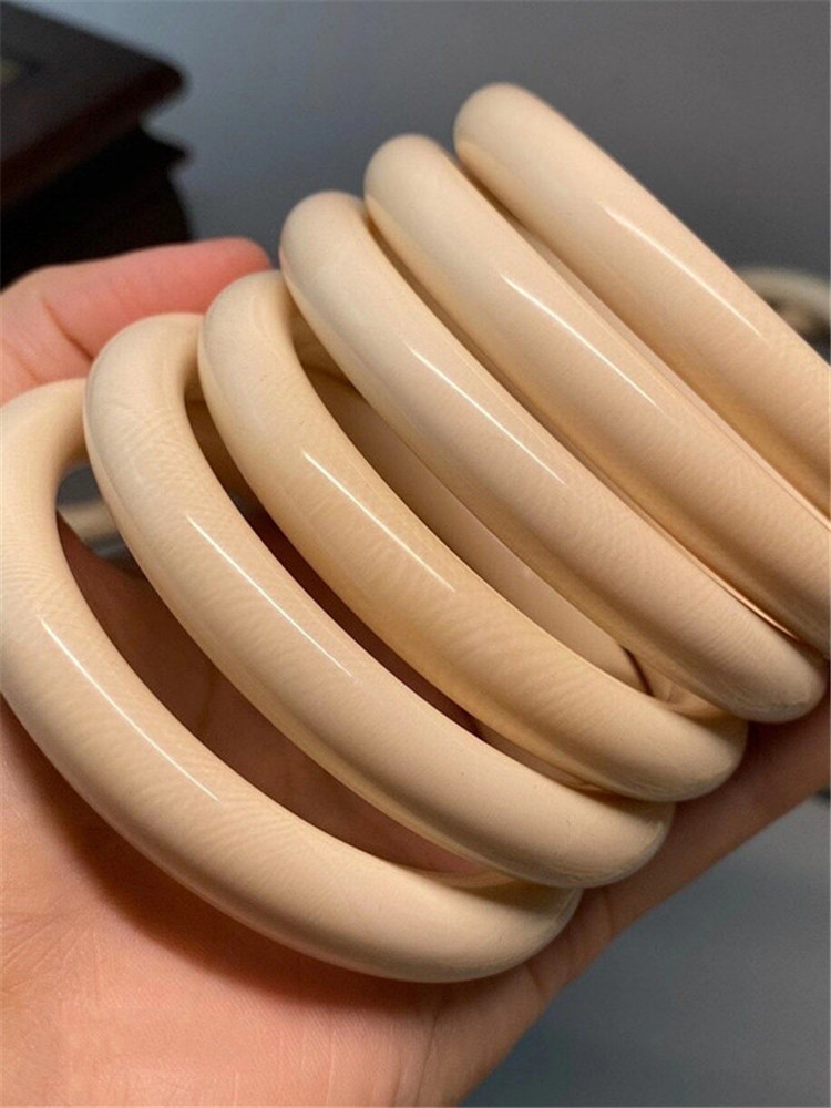 歌盼 猛犸象牙05圆条手镯 保真5a冰料时尚男女款手环 满纹细镯子礼物