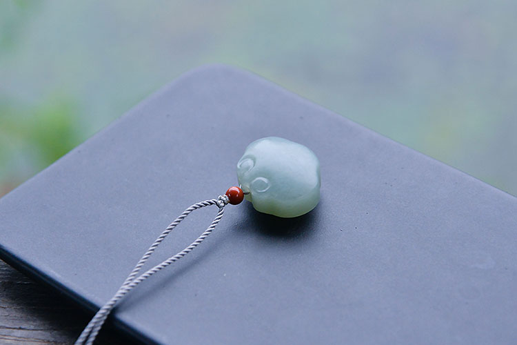 古珍悦冉丨纯和田玉新疆且末蓝青玉如意锁吊坠玉石项链女生日礼物送