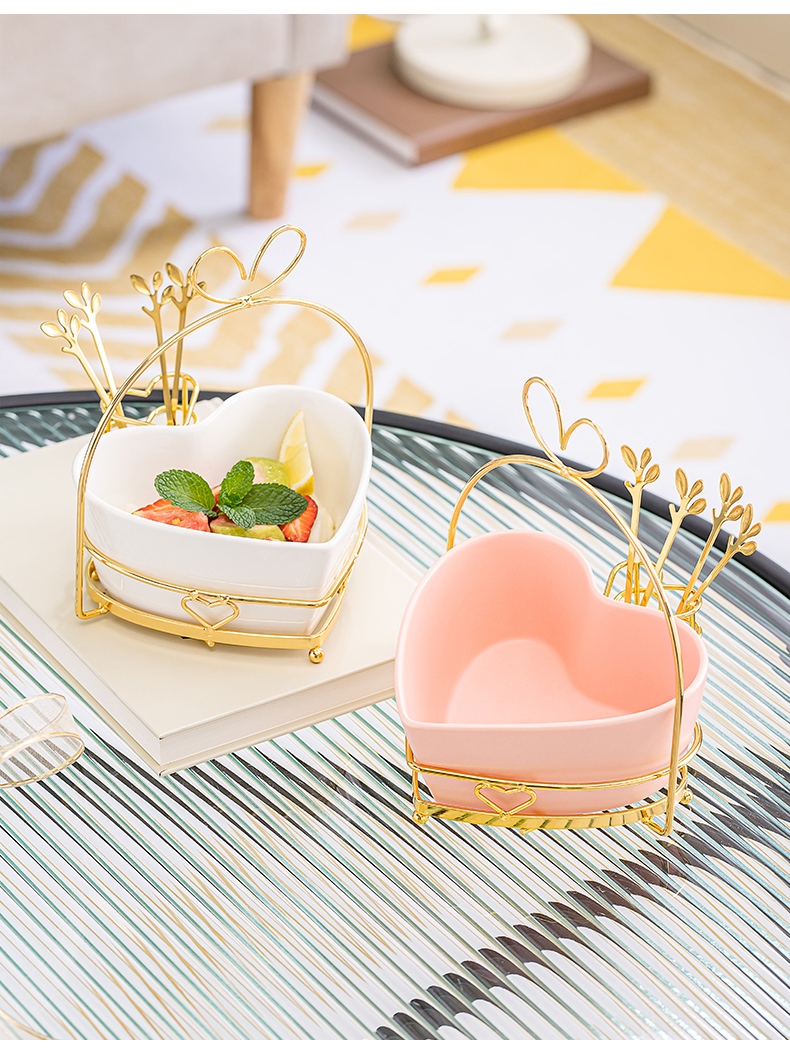 瀚易网红水果盘客厅家用小精致陶瓷沙拉果盘创意北欧小吃零食盘ins风