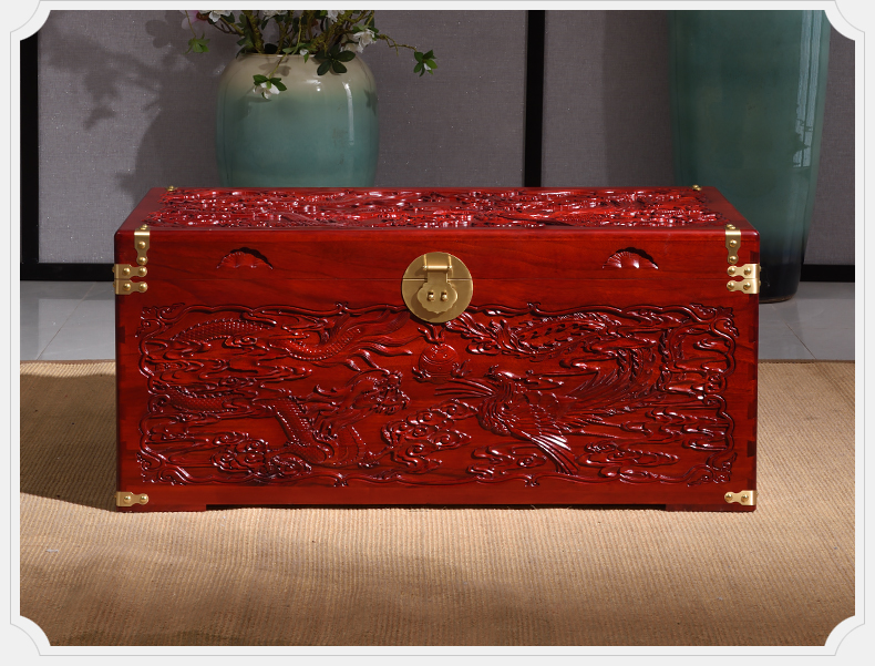 古木神农龙凤喜香樟木箱子婚嫁箱陪嫁全樟木字画箱木箱储物箱实木衣箱