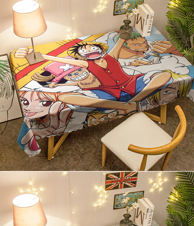 动漫海贼王桌布路飞索隆桌垫长方形茶几垫餐桌垫学生宿舍书桌ins 黑旗