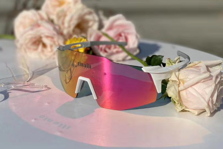 奇纳利cinalli超轻新款公路山地自行车柱面骑行户外运动太阳眼镜 白框