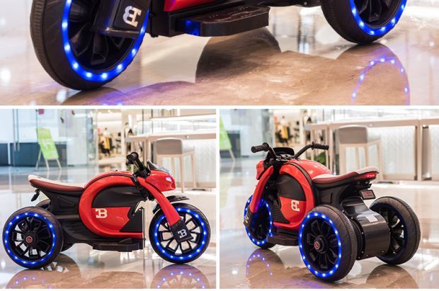 迪士尼儿童电动小摩托车子三轮玩具车可坐人大号双人超大电瓶童车网红