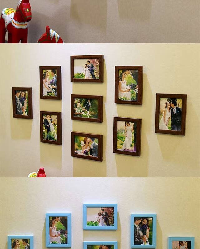 迎新必备照片墙九宫格相框组合5寸6寸7寸相框相片墙客厅卧室楼梯沙发