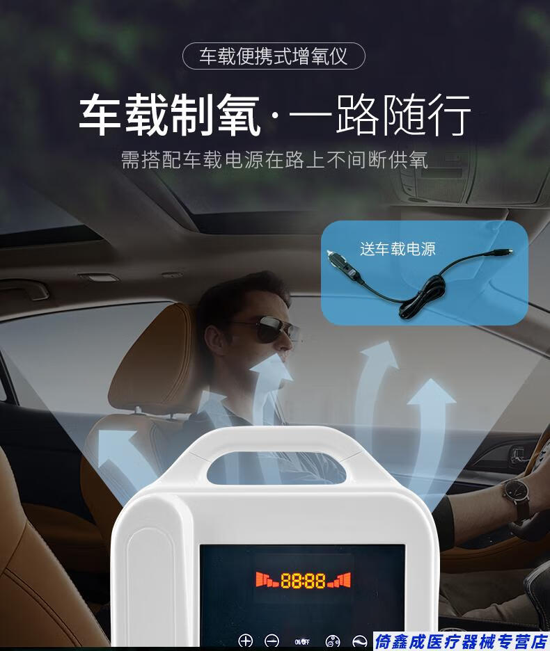 奥幕斯家用吸氧机便携式老人孕妇车载制氧机带雾化小型充电增氧仪8001