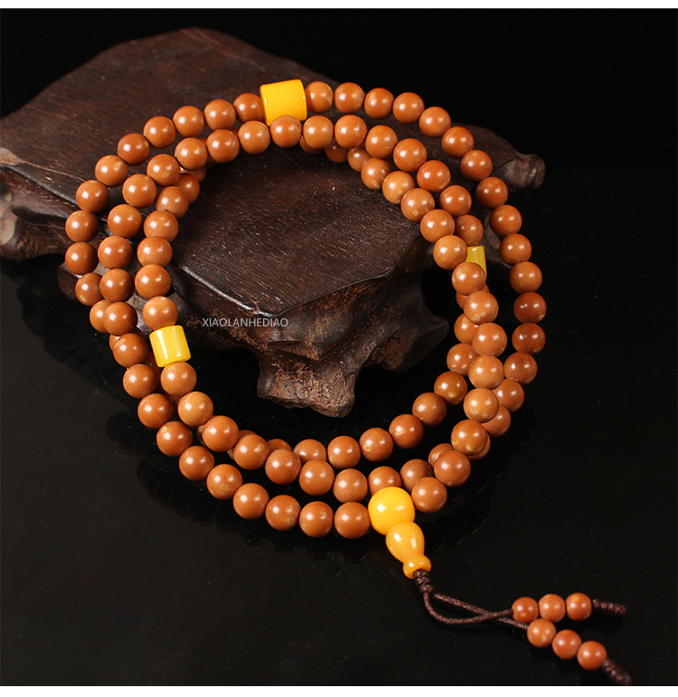 橄榄核正圆核尖珠手串108颗佛珠精品手链多圈男女款素珠长串核尖6mm