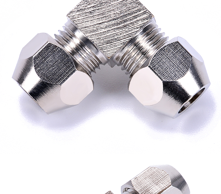 铜管对接头卡套三通接头油管直通681012mm卡套式铝管变径对接乳白色pu