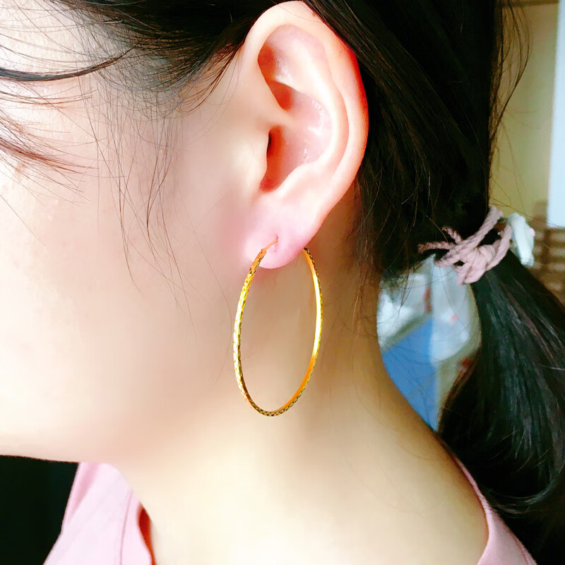 金耳环金男女款饰品金子首饰满天星大小圆圈圈中圈重约338g宽约3542mm