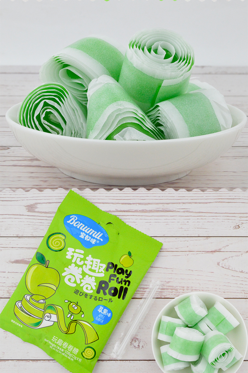 果汁水果卷卷软糖网红创意手工diy儿童食玩休闲糖果3包108g草莓味3