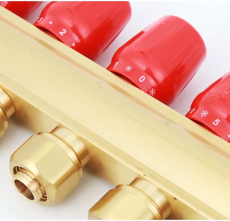 京选好货6分地热分水器正星全铜大流量分水器地暖家用地热分集水器4路