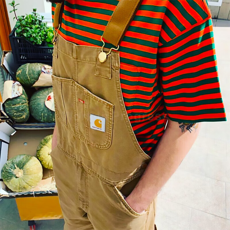 卡哈特工装裤carhartt卡哈特复古工装牛仔背带裤宽松潮流情侣休闲裤