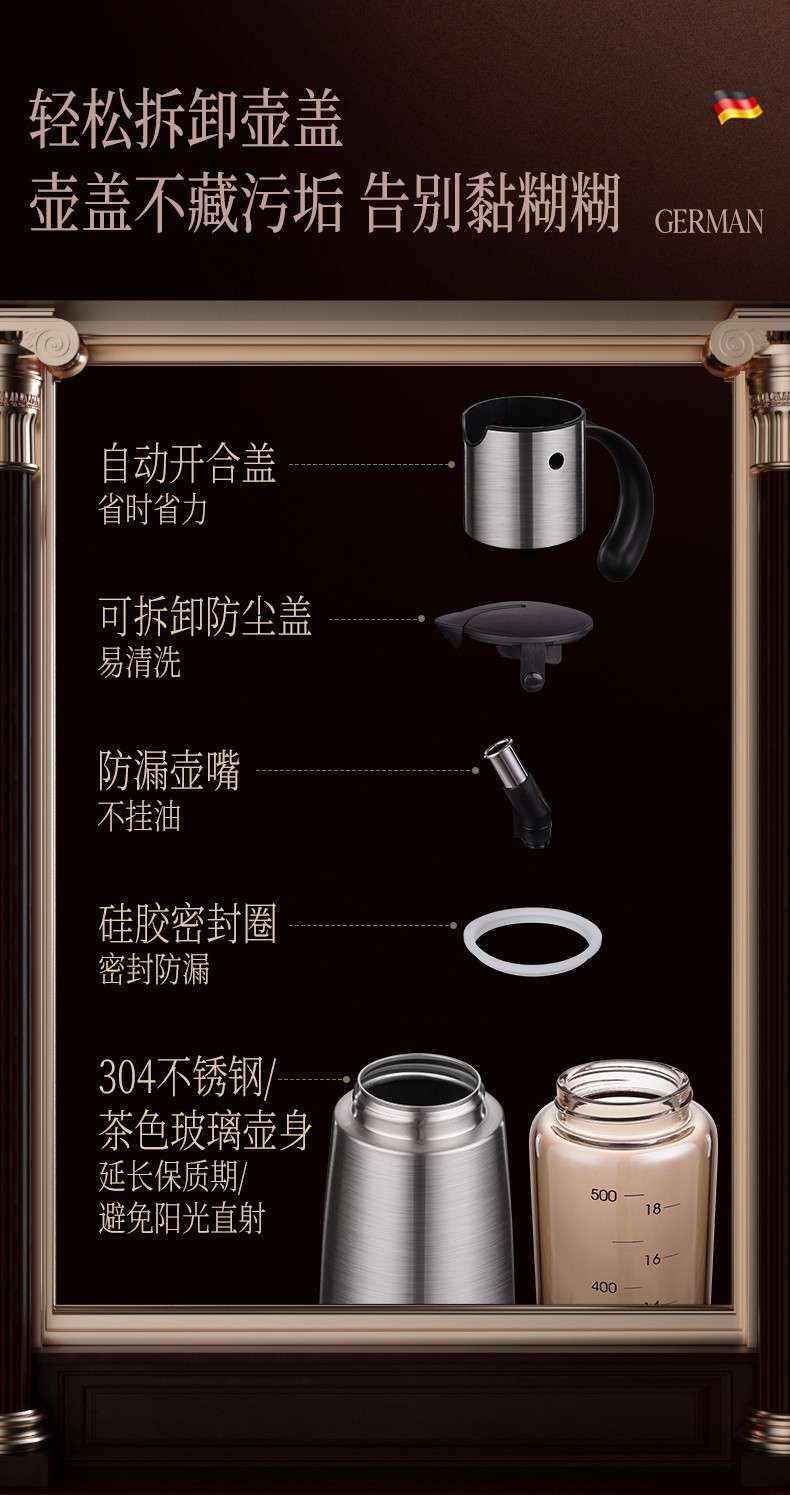 德国ssgp叁肆钢玻璃油壶家用防漏开合油罐酱油香油醋自动开盖304