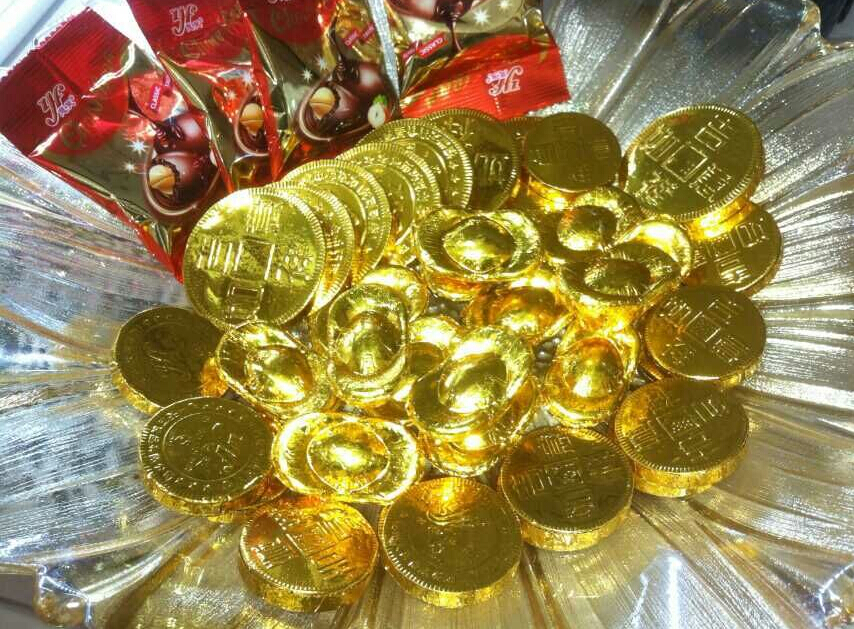 金币元宝巧克力散装500g硬钱币糖果零食烘焙装饰金元宝500g一斤约60个