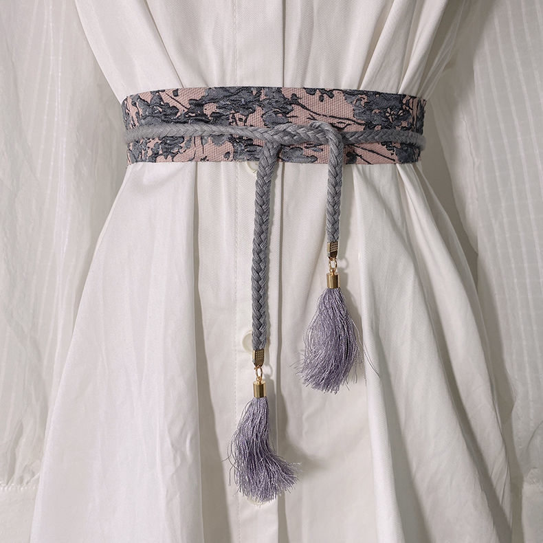 dicify新品汉风流苏刺绣腰带复古汉服丝带腰带女装饰连衣裙子衬衫收腰
