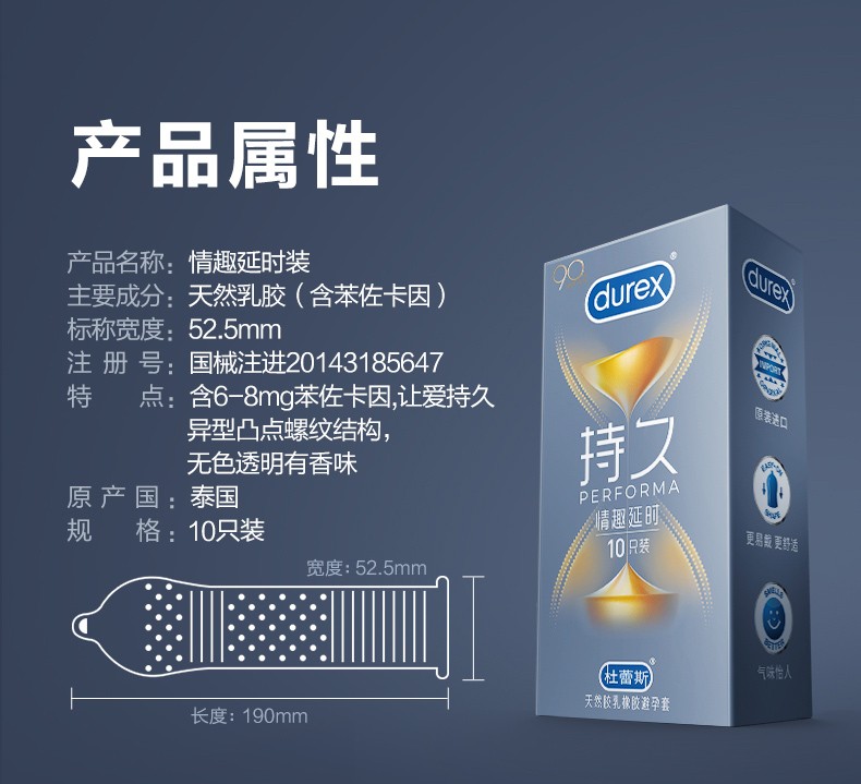 杜蕾斯套情趣延时10只凸点螺纹男用大颗粒带刺避孕套安
