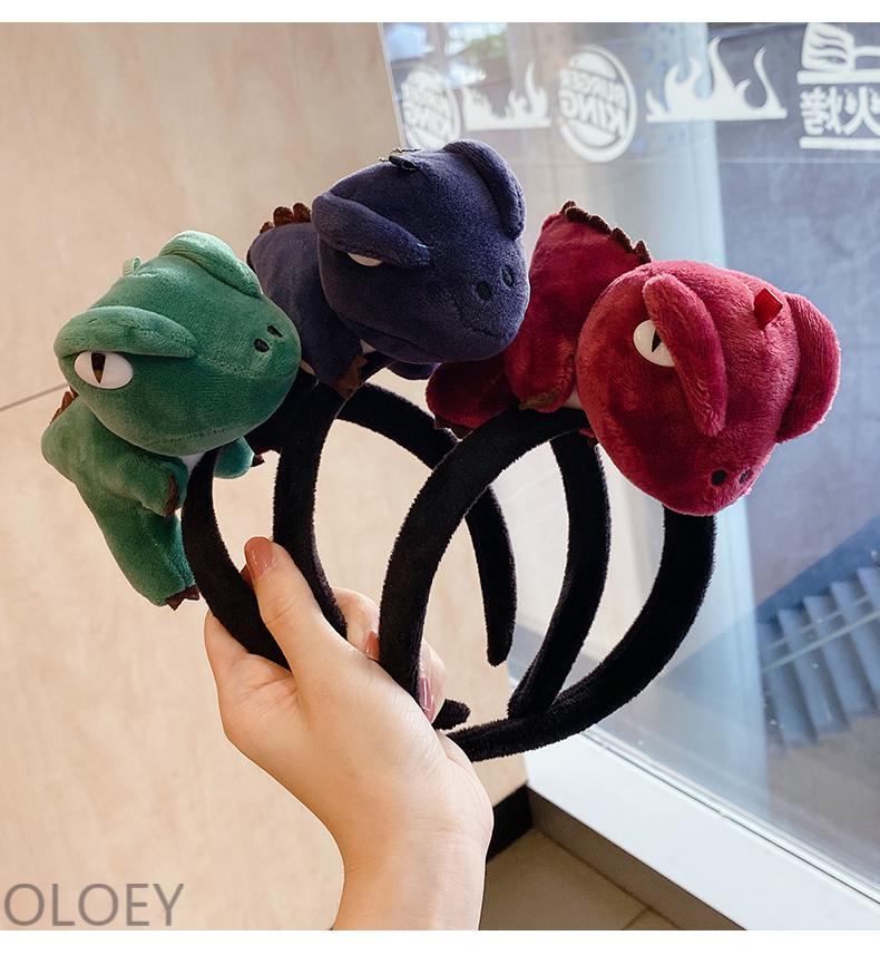 oloey韩版洗脸网红大恐龙外出发卡少女可爱卡通发箍女压发头箍头饰