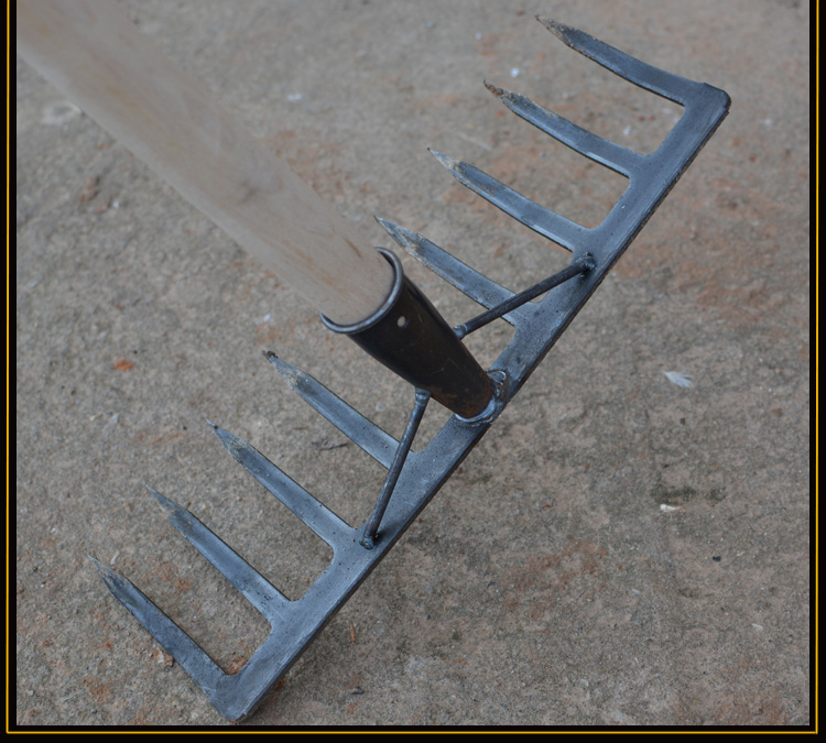 锰钢9齿钉耙 农具草耙子 九齿耙 松土铁耙落叶耙 农用园艺工具种菜