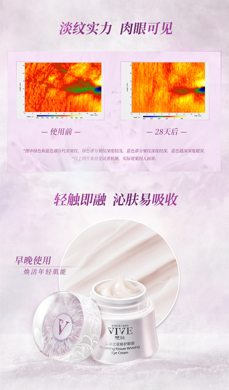 双妹（VIVE）生命之花修护眼霜淡黑眼圈焕活年轻肌能双妹官方送妈妈 生命之花修护眼霜4.5g