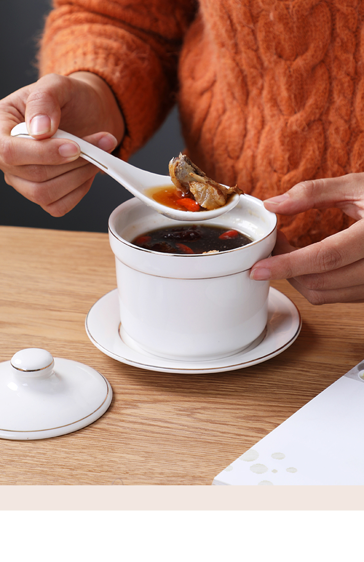 商用炖罐小汤盅隔水一人炖盅陶瓷内胆家用金边燕窝盅杯瓦罐蒸罐4寸