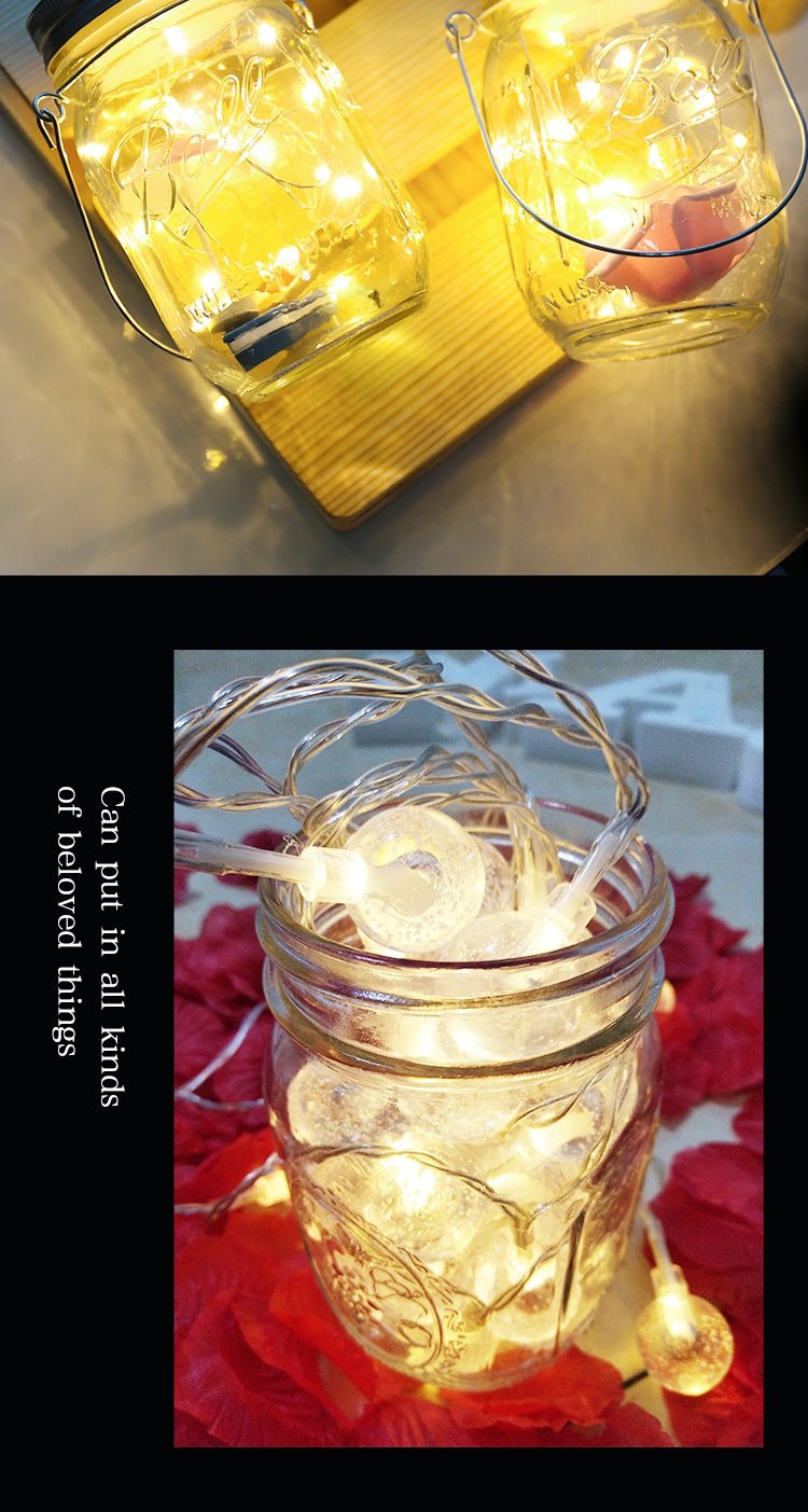 瓶子led手提萤火虫灯太阳能流光梅森瓶创意礼物许愿瓶玻璃小夜灯电池