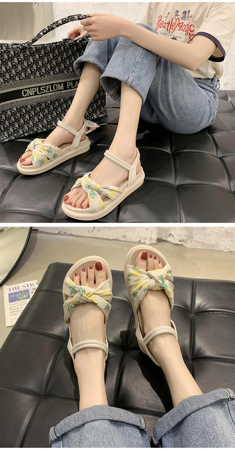 贤语女童夏天凉鞋中大童12软底13岁平底女孩运动小学生沙滩罗马鞋15岁