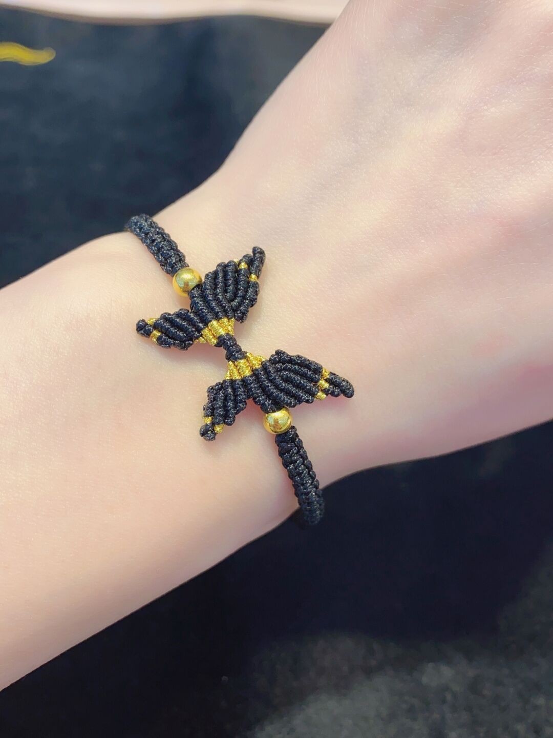 老凤凰顺丰速运黄金蝴蝶结编织项链女足金猫眼石小金珠本命年在逃公主